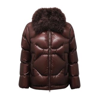 Peuterey Down Jackets, female, Purple, Size: XS Tririga Fur Jacket with Removable Collar