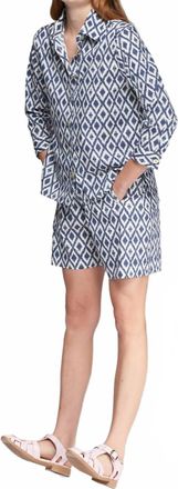 Vilagallo Sandra Short In Navy Ikat Marino