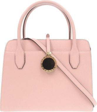 Bulgari Pink Leather Handbag Shoulder Bag Tote Bag (Pre-Owned)