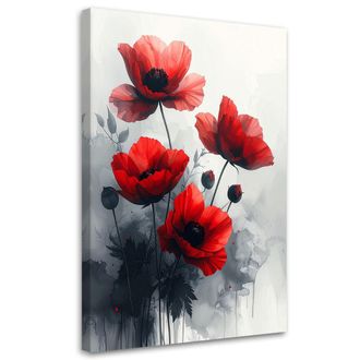 Feeby Cuadro Sobre Lienzo Flores Delicadas Rojas 70x100