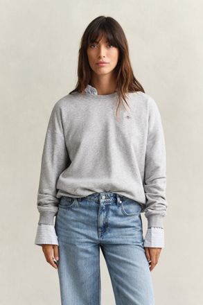 GANT Women Shield Crew Neck Sweatshirt (XXL) LIGHT GREY MELANGE