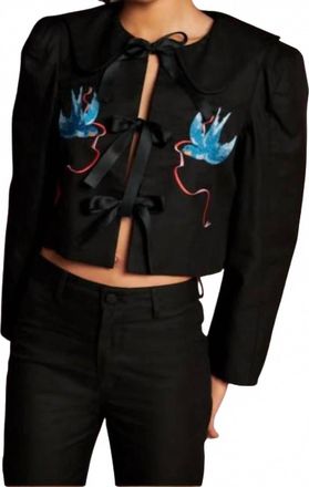 Sister Jane Turtle Dove Bow Cropped Jacket In Black