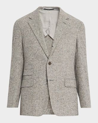 Dunhill Mens Wool Tweed Donegal Single-Breasted Sport Coat