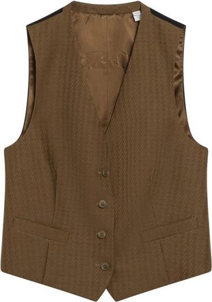Burberry Wol Moher Gilet - Dames - Gillet - Bruin - 2XS - Wol - Kostuums