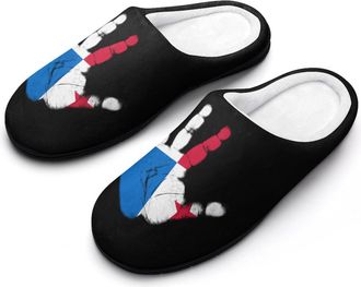 Generic Panama Flag Plam Print Slippers Men Winter Warm Cotton Anti-Slip Indoor Slip-Ons House Shoes