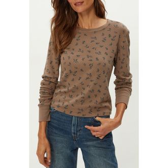 Michael Stars Palmer Floral Long Sleeve Thermal T-Shirt in Cobblestone at Nordstrom, Size X-Small