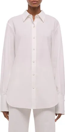 Helmut Lang Open Tie Back Cotton Shirt in White at Nordstrom, Size X-Small