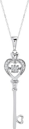 MAX + STONE Sterling Silver Natural Key to Her Heart Dancing Diamond Heart Pendant Necklace
