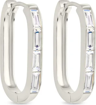 Sterling Forever Roxanne Cubic Zirconia Hoop Earrings in Silver at Nordstrom Rack