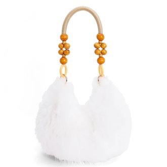 Generic Womens Plush Bags Soft Plush Shoulder Bag For Women Fuzzy Teddy Tote Handbag Top Handle Purse Elegant Ladies Crossbody Winter(WHITE)