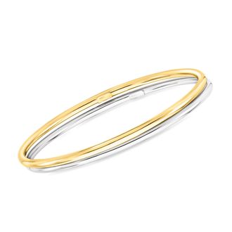 Ross-Simons Italian Sterling Silver and 22kt Gold Over Sterling Jewelry Set: 2 Polished Bangle Bracelets