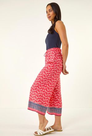 Roman Border Print Cropped Trouser