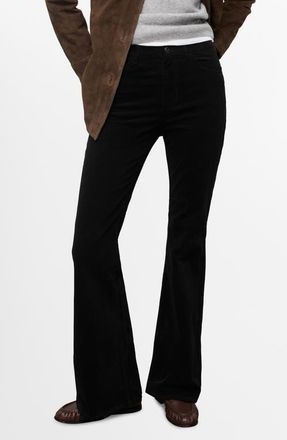 Mango Flare Velvet Jeans in Black at Nordstrom, Size 16