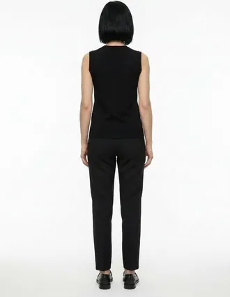 Dolce & Gabbana Floral-Embroidered Cashmere Tank Top - Black