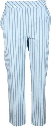 Violanti Light Blue Cropped Trousers with Classic Striped Pattern