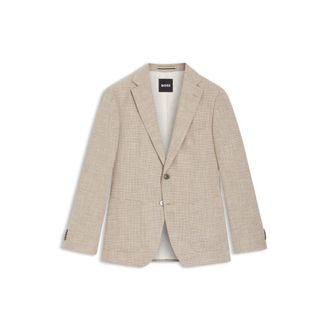 BOSS Checked regular-fit jacket in comfort-stretch cloth