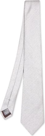 Canali Zijde en linnen. Helder zilver - Heren - Stropdassen - Grijs - ONE Size - Linnen - Accessoires