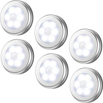 OEM L&aacute;mpara Led Inal&aacute;mbrica Con Sensor De Movimiento De 8 Cm (3,15) (6 Unidades), Luz Nocturna Led, Se Adhiere A Cualquier Superficie, Color Blanco