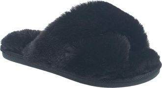 Nine West Womens X-Band Faux Fur Slippers - Blush - XLarge