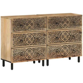 vidaXL Aparador 2 Piezas Madera Maciza De Mango 60x33x75 Cm Vidaxl
