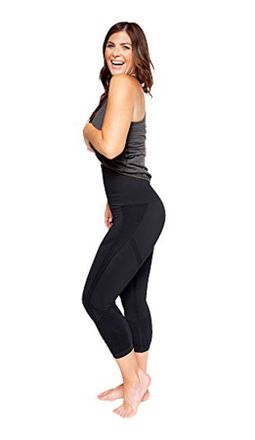 Belly Bandit Womens Mother Tucker Active Capri Leggings | Targeted Compression Wrap Breathable Active Wear Supportive Stretch Maternity for Women - Black (Large)