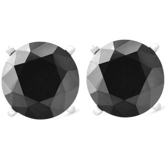 Pompeii3 14k White Gold 1ct Round Cut Black Diamond Studs