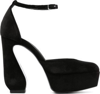 Sergio Rossi 85mm velvet-finish sculpted-heel pumps - women - Calf Leather/Fabric/Calf Leather/Rubber - 38.5 - Black