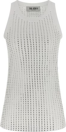 The Attico Rhinestone Tank Top Top Bianco-Donna