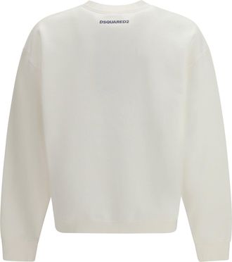 Dsquared2 Mens Graphic Print Sweatshirt White Cotton Sweatshirts Sweater
