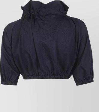 Patou jersey crop top ruffled collar hem