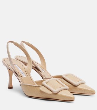 Manolo Blahnik Maysli 70 leather slingback pumps