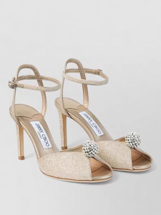 Jimmy Choo London sakora 85 glitter fabric sandals crystal