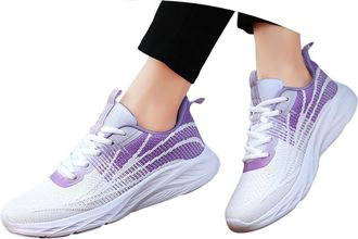 Generic 2026 Running Shoes Womens Sneakers for Walking Gym Casual Wear Breathable Knit Mesh Lightweight Low Heel Athletic Comfortable Daily Workout Slip (Whit