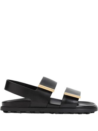 Tod's Tods Womens Sandal With Two Leather Straps - Black - Size EU 36