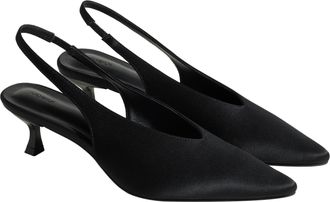 LilySilk Womens Pointed Toe Slingback Kitten Heels Ladies Lambskin and Leather Lining Pumps with Elastic Side Strap and Balanced Heel for Date Wedding Party(Bl