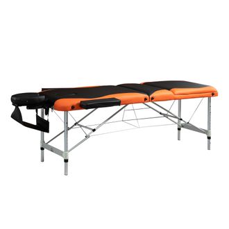 HOMCOM Homcom Lettino Da Massaggio Pieghevole Ad Altezza Regolabile, Lettino Professionale Per Massaggi In Alluminio E Plastica, 215x81x61-84 Cm, Nero E Aran