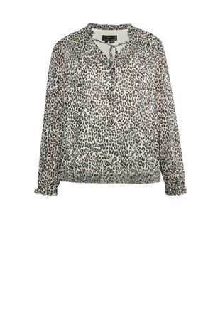 Faina Blouse met leo-print Dames Wit Veelkleurig