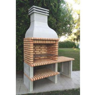 Movelar Barbacoa De Obra Prefabricada De Le&ntilde;a Y Carb&oacute;n Modelo Paellero Ondara 85 (gris, Naranja - 178 X 70 X 255 Cm) Ref: 3915 - Cocina De Exterior Para Jard&iacute;