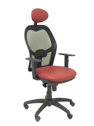 Piqueras y Crespo Piqueras Y Crespo - Silla Jorquera Malla Negra Asiento Similpiel Granate Con Cabecero Fijo