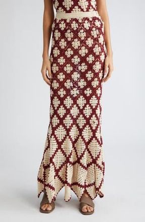 Ulla Johnson Summer Cotton Crochet Maxi Skirt in Claret at Nordstrom Rack, Size Large