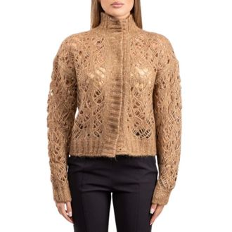 Max Mara Quarto Openwork Cardigan - Knitwear - Mujer - Beige - M