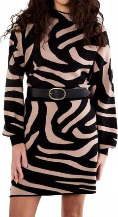 Apricot Zebra Knitted A-Line Mini Skirt In Black