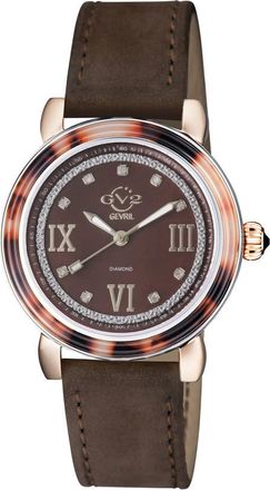 Gevril Group Marsala Tortoise Diamond Brown Dial Ladies Watch 9855