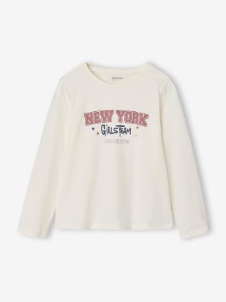 Vertbaudet Langarmshirt f&uuml;r M&auml;dchen im College-Look wollwei&szlig;