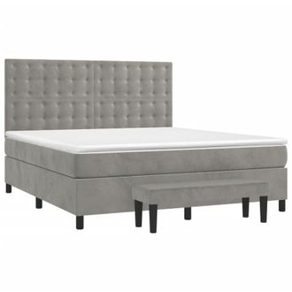 vidaXL Cama Box Spring Con Colch&oacute;n Terciopelo Gris Claro 160x200 Cm Vidaxl