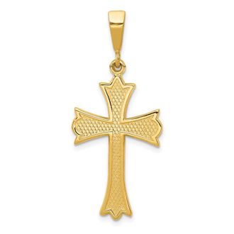 Diamond2Deal 14k Yellow Gold Fleur De Lis Cross Pendant