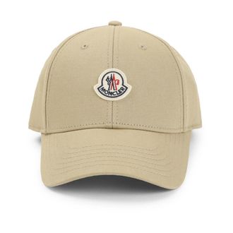 Moncler Cotton Gabardine Baseball Cap - female - Moncler - Hats & Caps - Beige - ONE SIZE - Accessories