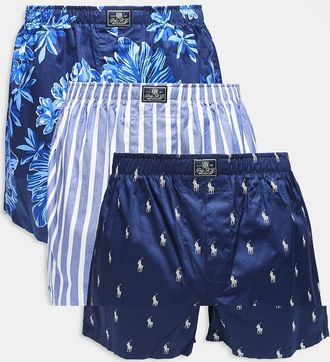 Polo Ralph Lauren Confezione da 3 paia di boxer blu a righe e con stampa blu navy-Multicolore