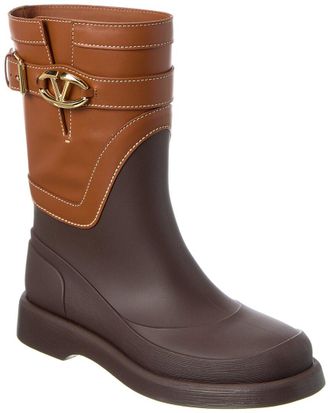 Valentino VLogo Rubber & Leather Rain Boot