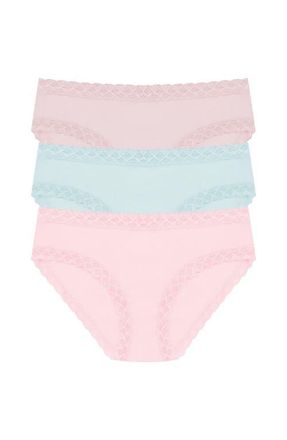 Natori Bliss Cotton Girl Brief 3-Pack in Ivry Rse/sky Green/delicte Rse at Nordstrom, Size X-Small
